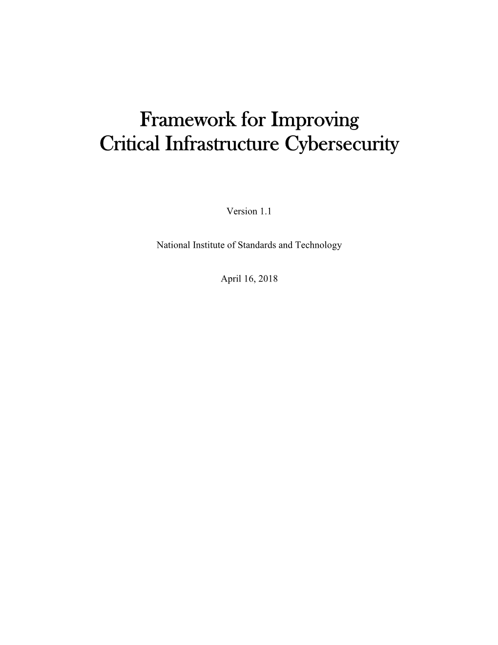 Framework for Improving Critical Infrastructure