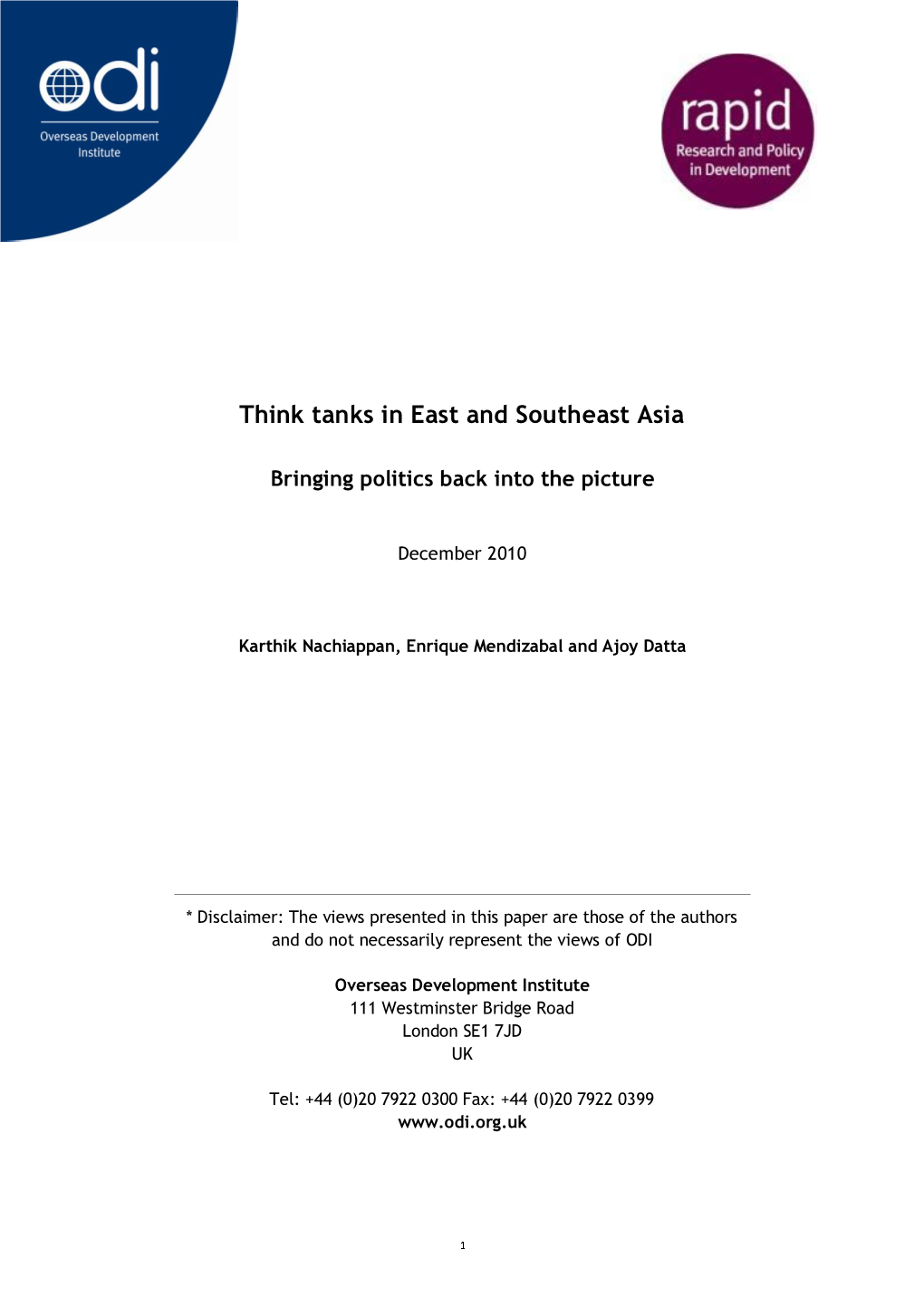 Think Tanks in East and Southeast Asia