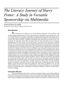 The Literacy Journey of Harry Potter: a Study in Versatile Sponsorship Via Multimedia