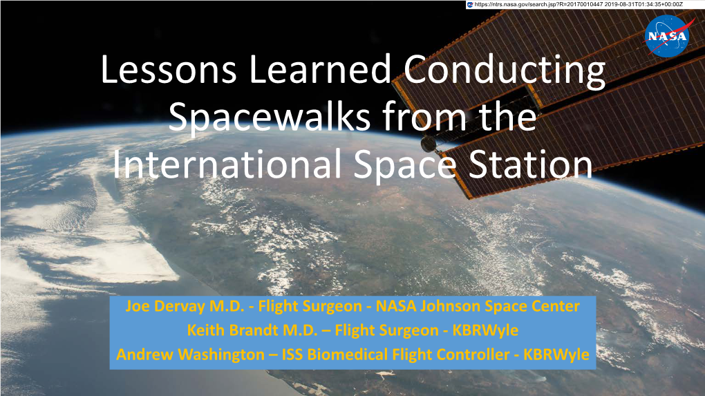 Lessons Learned Conducting Spacewalks from the International Space Station