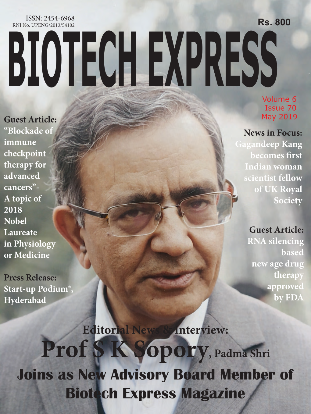 Prof S K Sopory, Padma Shri