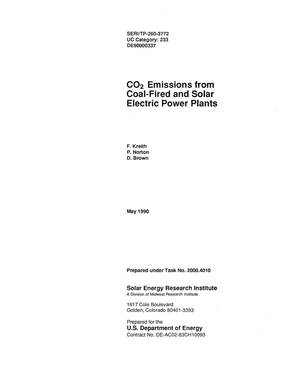 CO2 Emissions from Coal-Fired and Solar Electric Power Plants