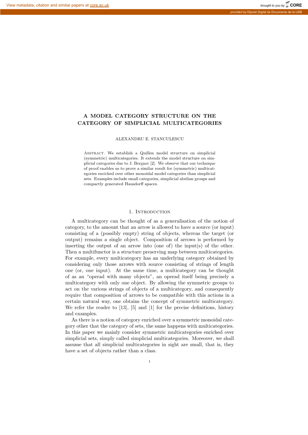 A Model Category Structure on the Category of Simplicial Multicategories