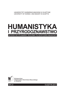 Humanistyka I Przyrodoznawstwo Interdyscyplinarny Rocznik Filozoficzno-Naukowy