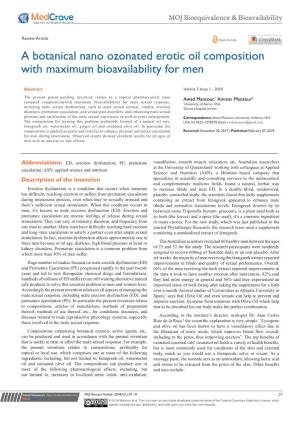 A Botanical Nano Ozonated Erotic Oil Composition with Maximum Bioavailability for Men
