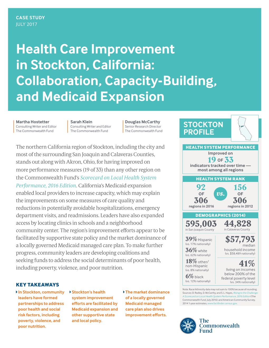 Health Care Improvement in Stockton, California: Collaboration, Capacity-Building, and Medicaid Expansion