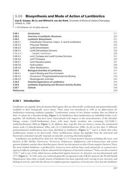 5.08 Biosynthesis and Mode of Action of Lantibiotics Lisa E