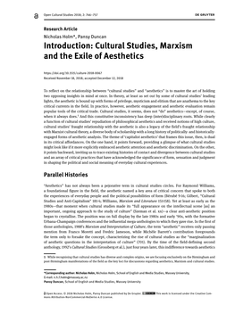 Introduction: Cultural Studies, Marxism and the Exile of Aesthetics