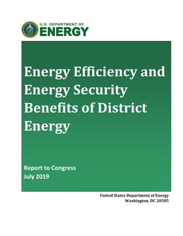 Energy Efficiency and Energy Security Benefits of District Energy