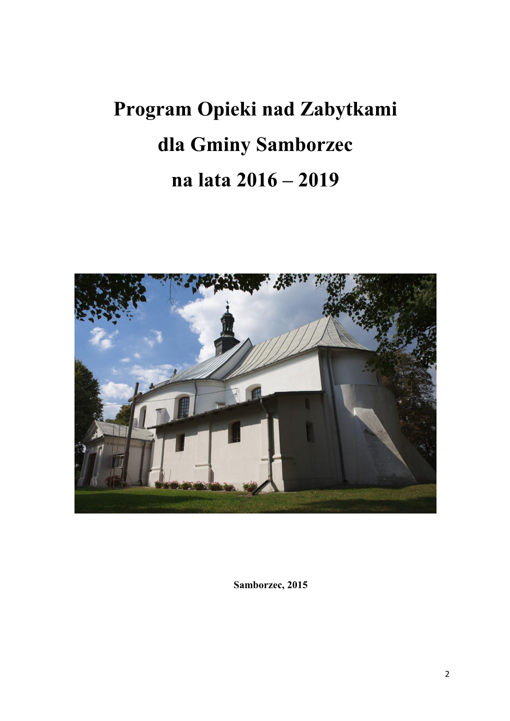 Program Opieki Nad Zabytkami Dla Gminy Samborzec Na Lata 2016 – 2019