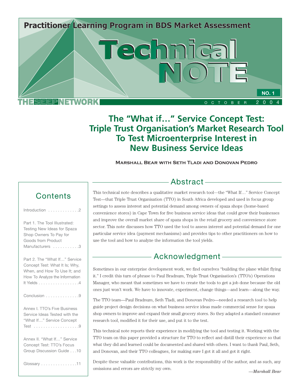 Service Concept Test:Triple Trust Organisation's Market Research Tool to Test Microenterprise Inte