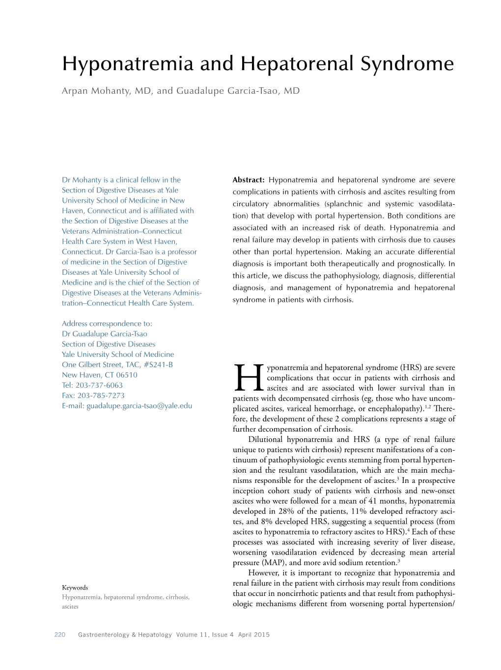 Hyponatremia and Hepatorenal Syndrome