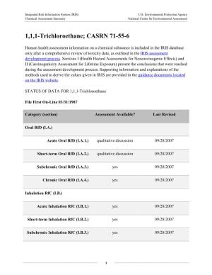 1,1,1-Trichloroethane (CASRN 71-55-6) | IRIS