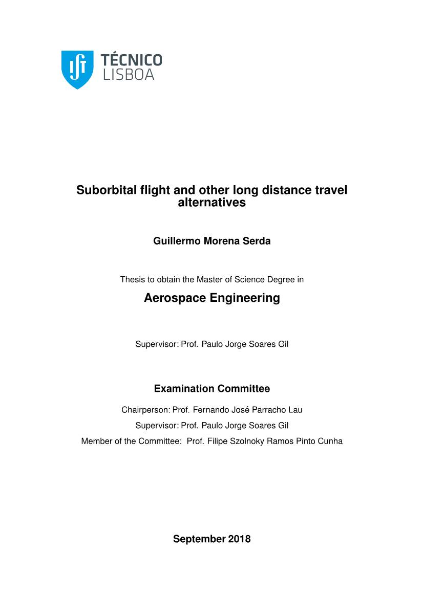 Suborbital Flight and Other Long Distance Travel Alternatives