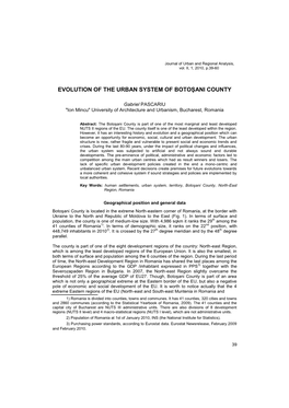 Evolution of the Urban System of Botoşani County