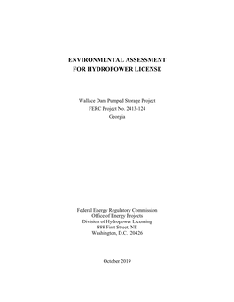 Environmental Assessment for Hydropower License