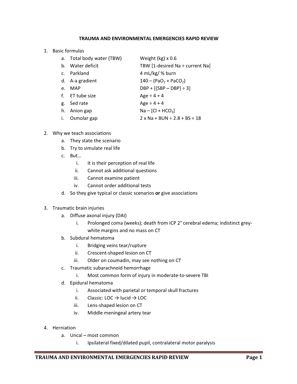 Trauma and Environmental Emergencies Rapid Review