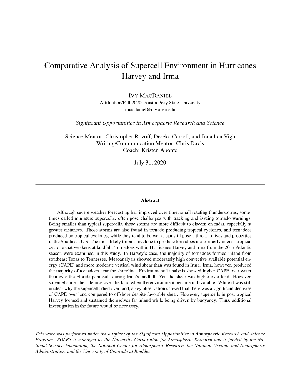 Comparative Analysis of Supercell Environment in Hurricanes Harvey and Irma