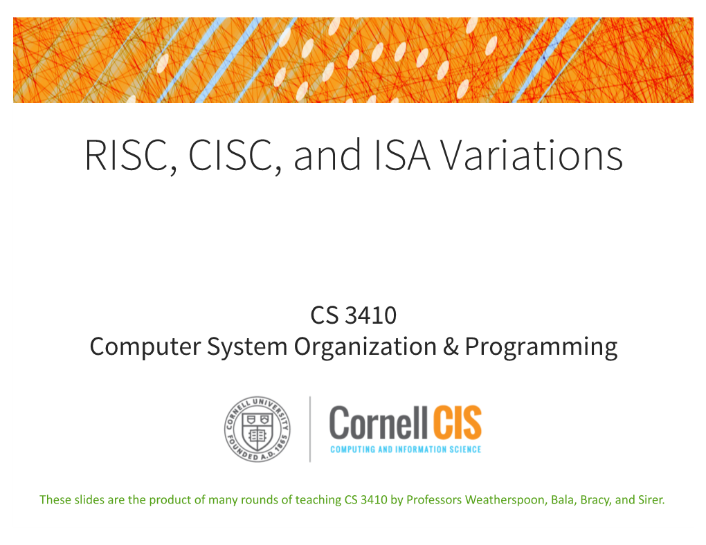 RISC, CISC, and ISA Variations