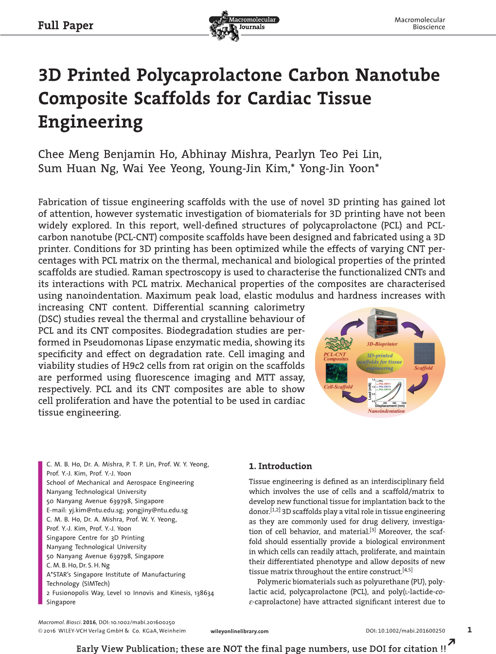 3D Printed Polycaprolactone Carbon Nanotube Composite Scaffolds for Cardiac Tissue Engineering