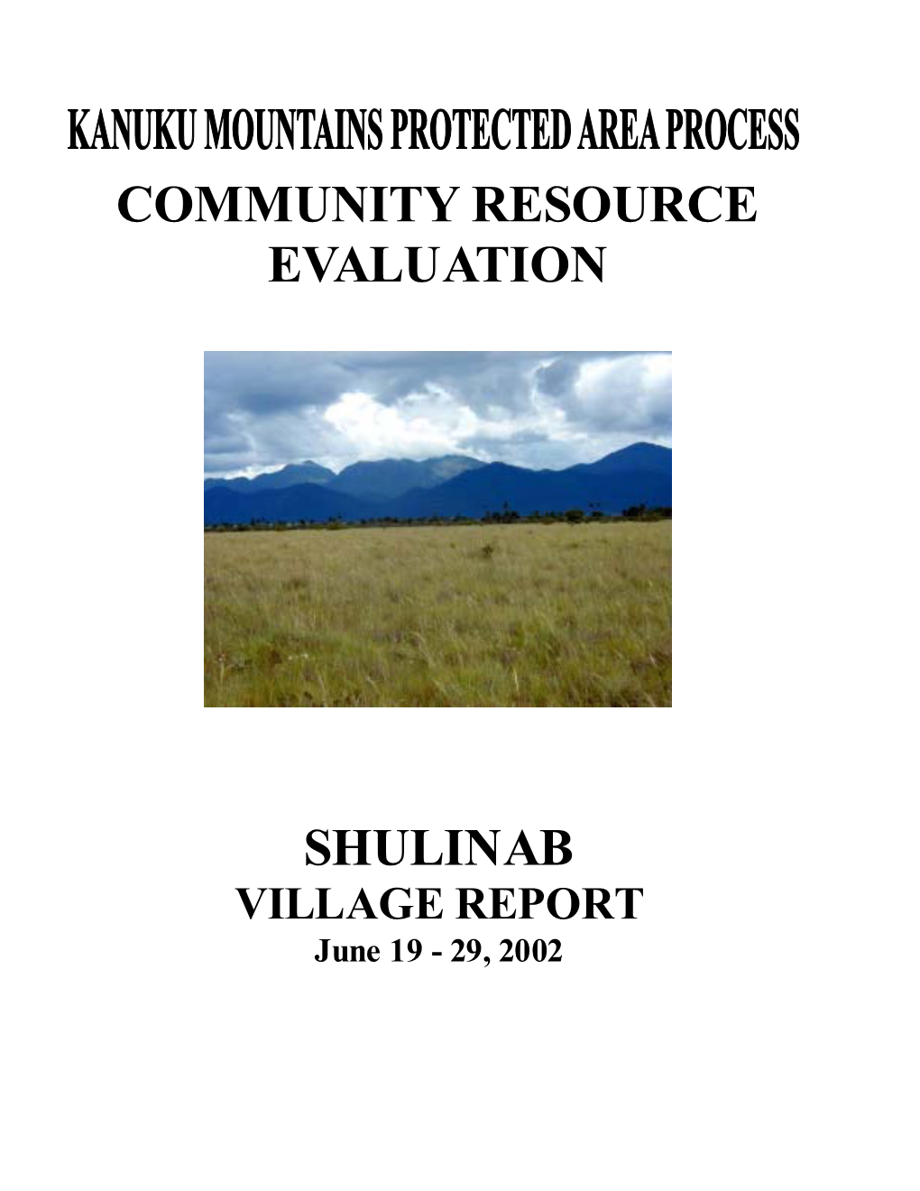 Shulinab Community Resource Evaluation