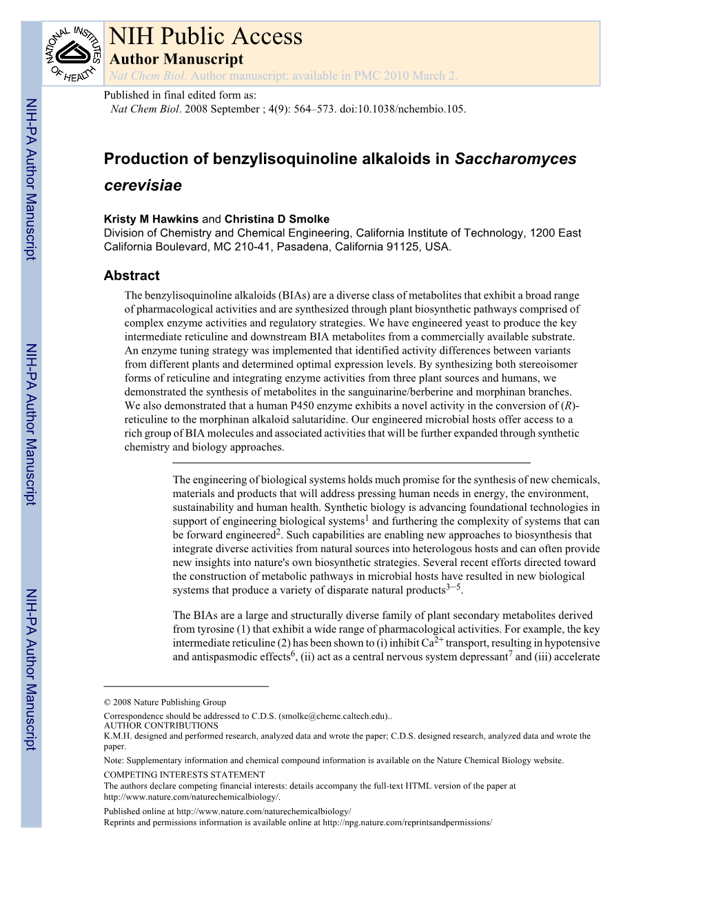 NIH Public Access Author Manuscript Nat Chem Biol