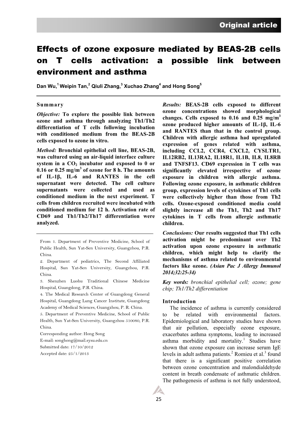 Effects of Ozone Exposure Mediated by BEAS-2B Cells on T Cells Activation: a Possible Link Between Environment and Asthma