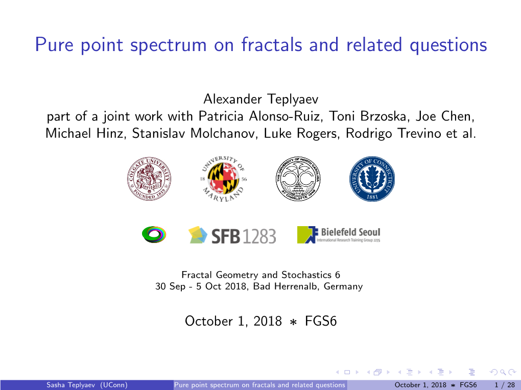 Pure Point Spectrum on Fractals and Related Questions