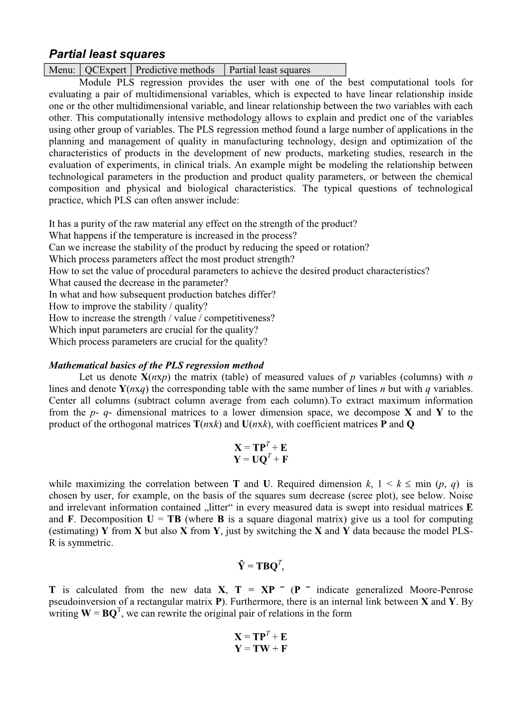 Partial Least Squares