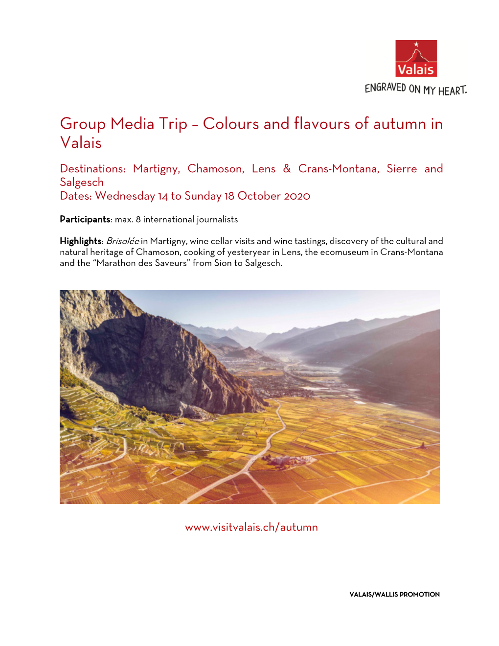 Group Media Trip – Colours and Flavours of Autumn in Valais