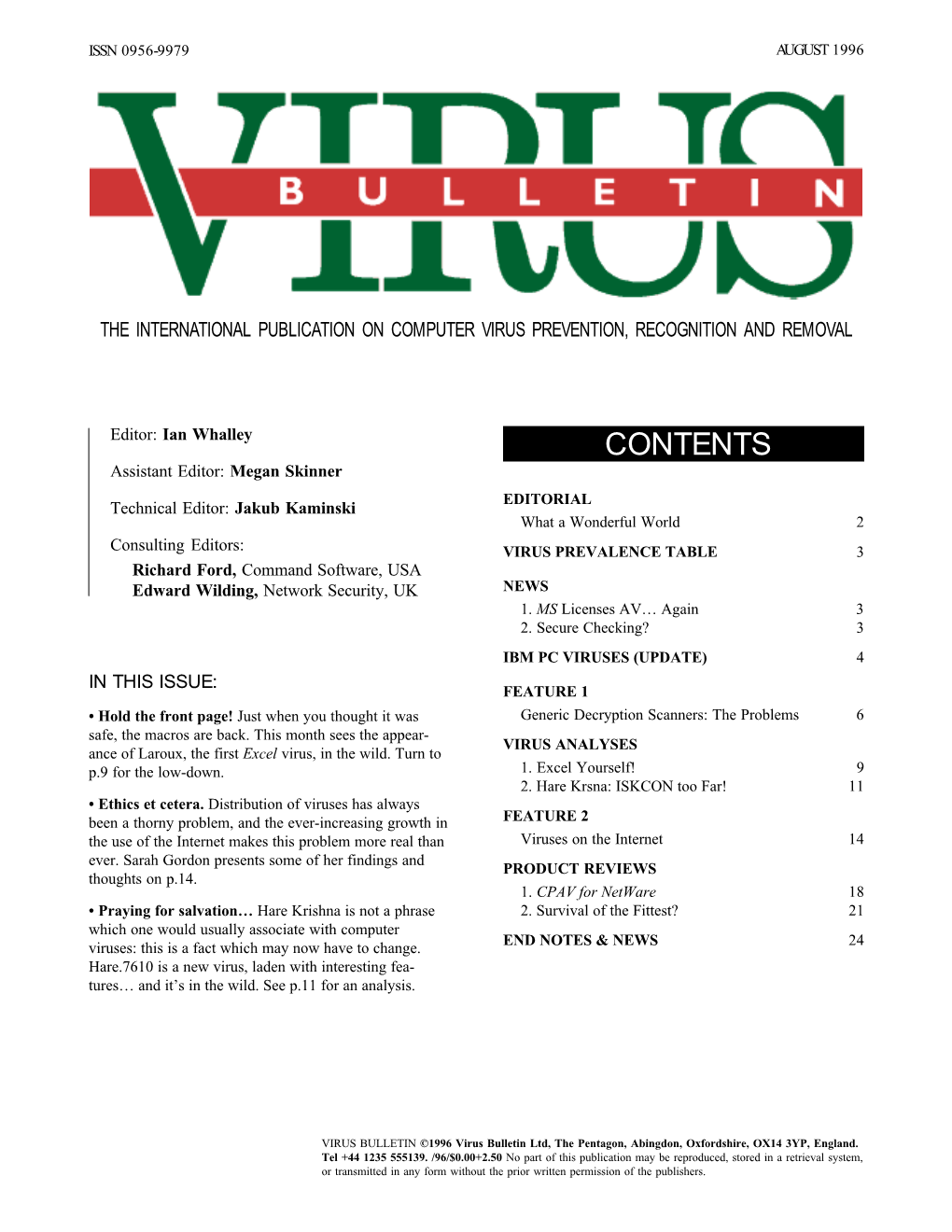 Virus Bulletin, August 1996