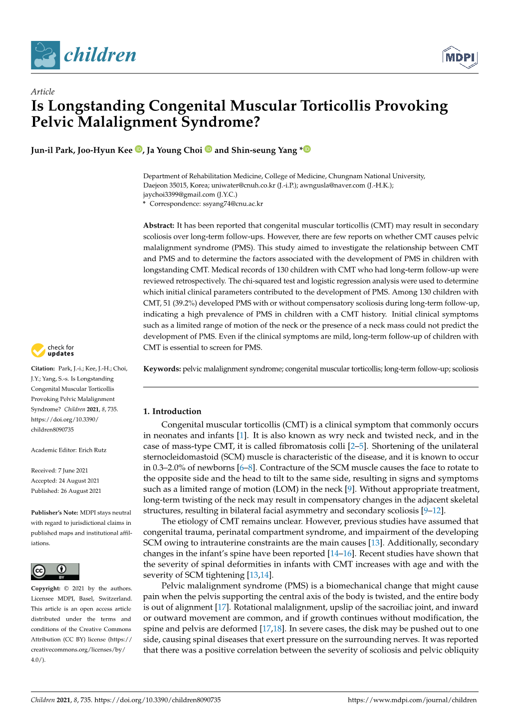Is Longstanding Congenital Muscular Torticollis Provoking Pelvic Malalignment Syndrome?