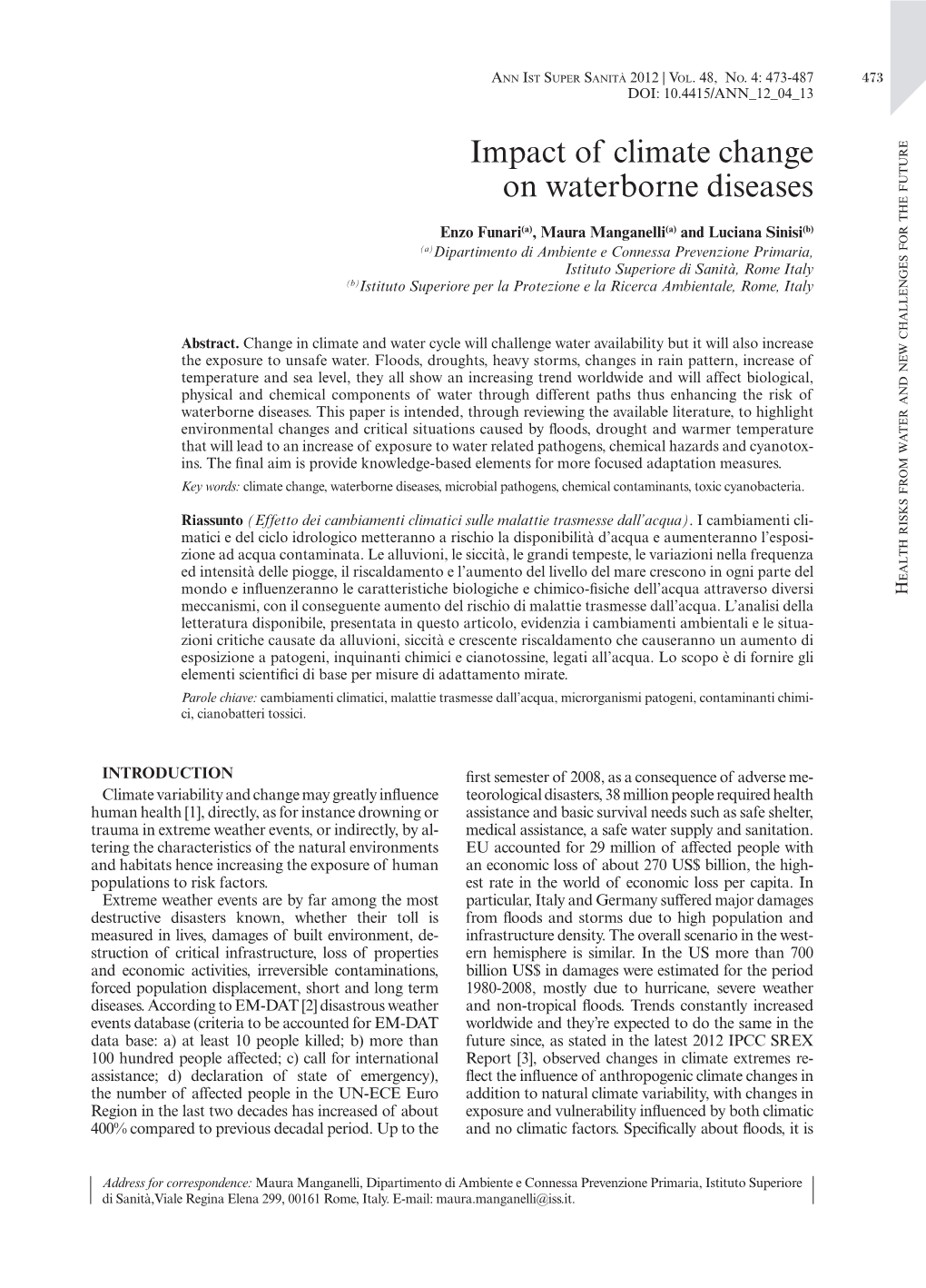 Impact of Climate Change on Waterborne Diseases