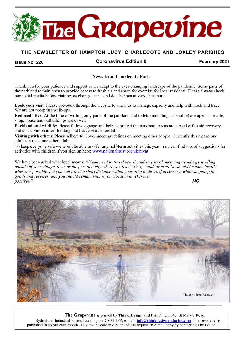 THE NEWSLETTER of HAMPTON LUCY, CHARLECOTE and LOXLEY PARISHES News from Charlecote Park Coronavirus Edition 8