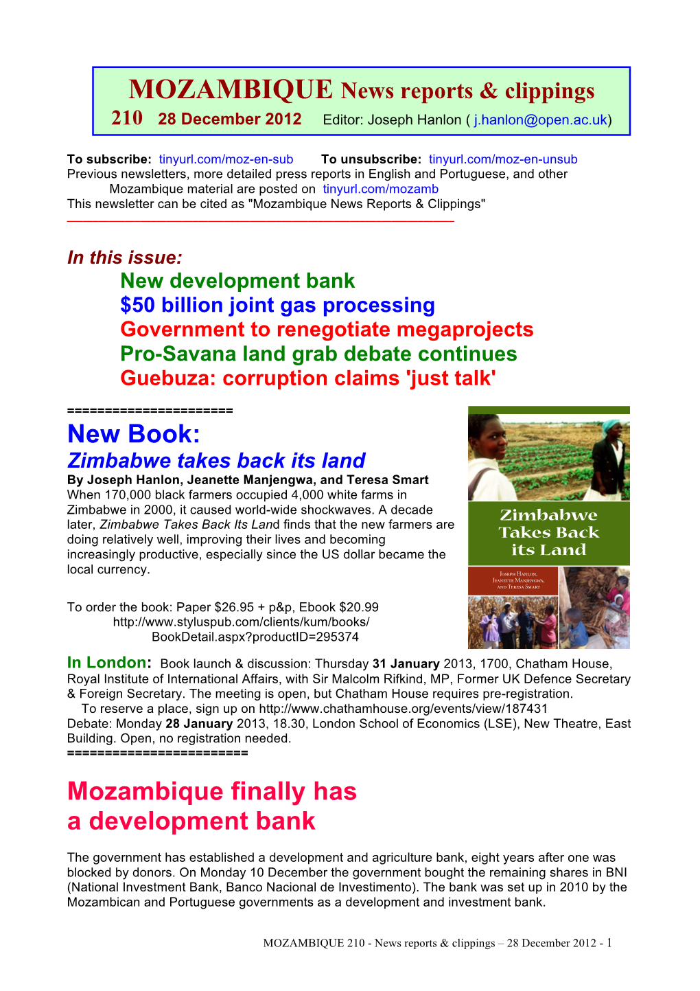 New Book: Mozambique Finally Has a Development Bank