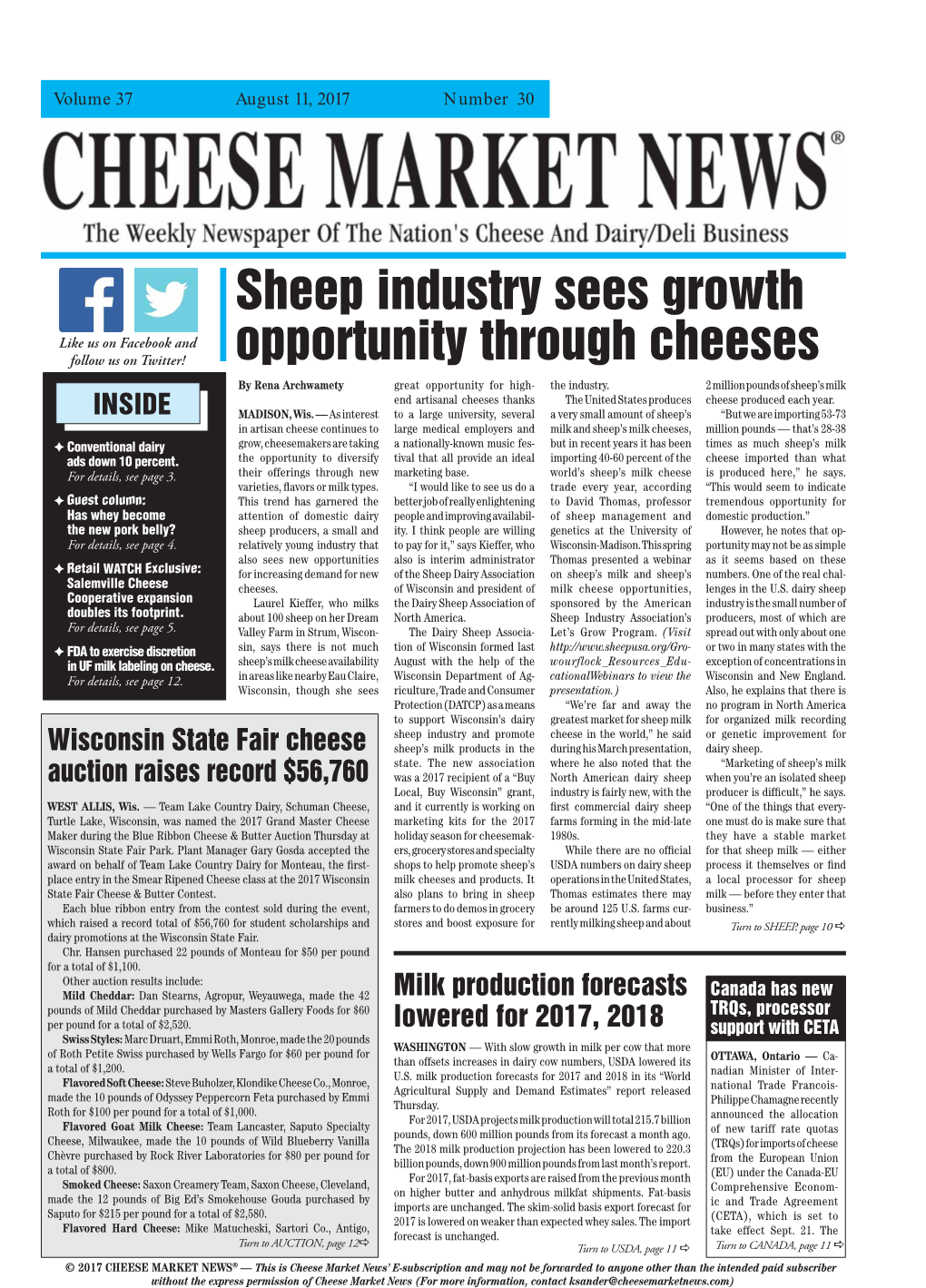 Sheep Industry Sees Growth Opportunity Through Cheeses