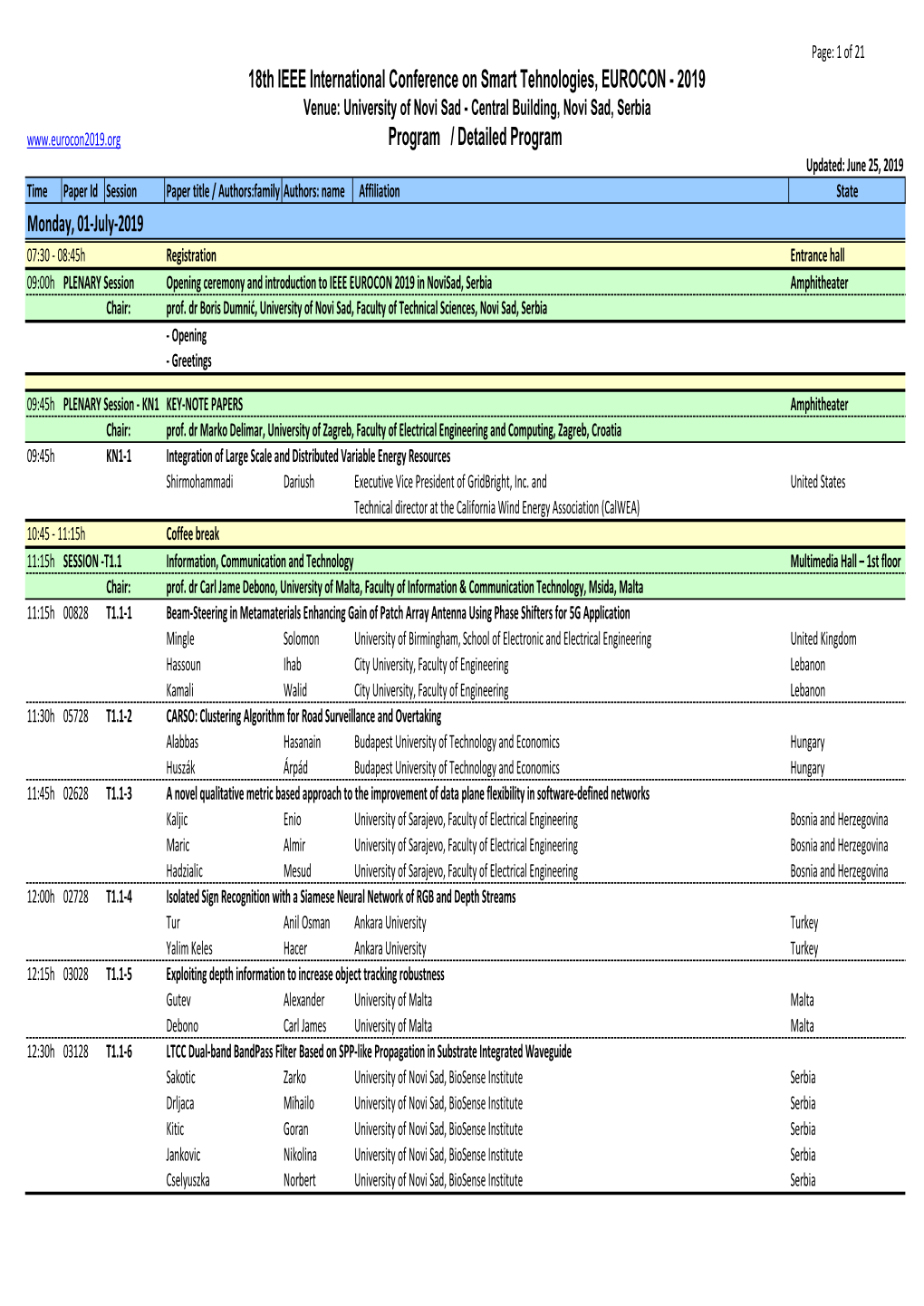 Monday, 01-July-2019 18Th IEEE International