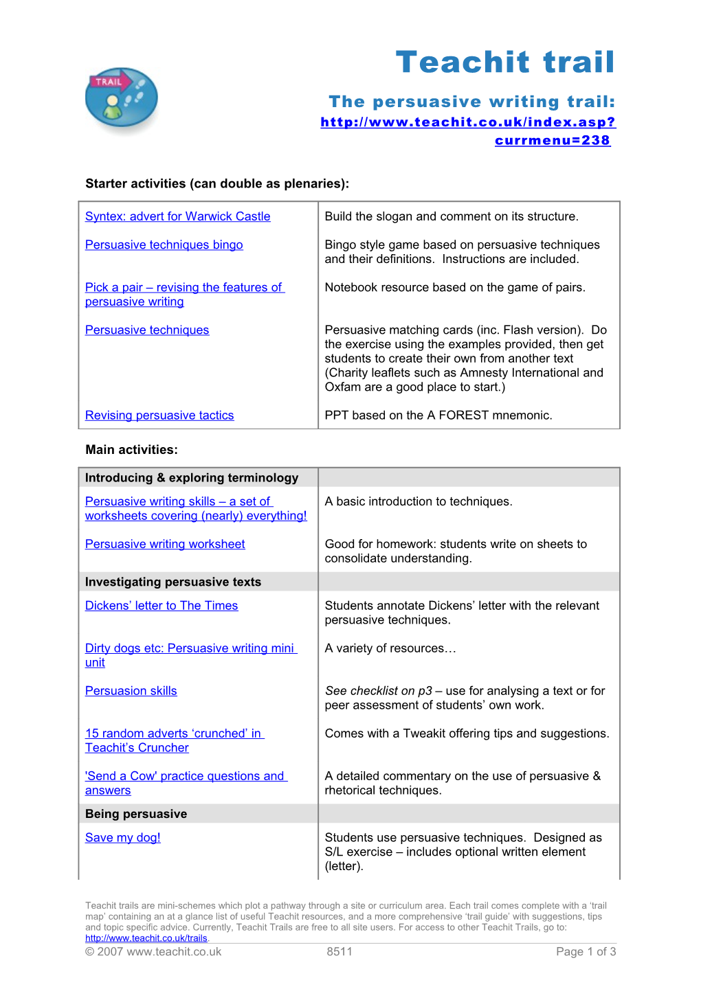 Pick N Mix / Flow Chart Approach