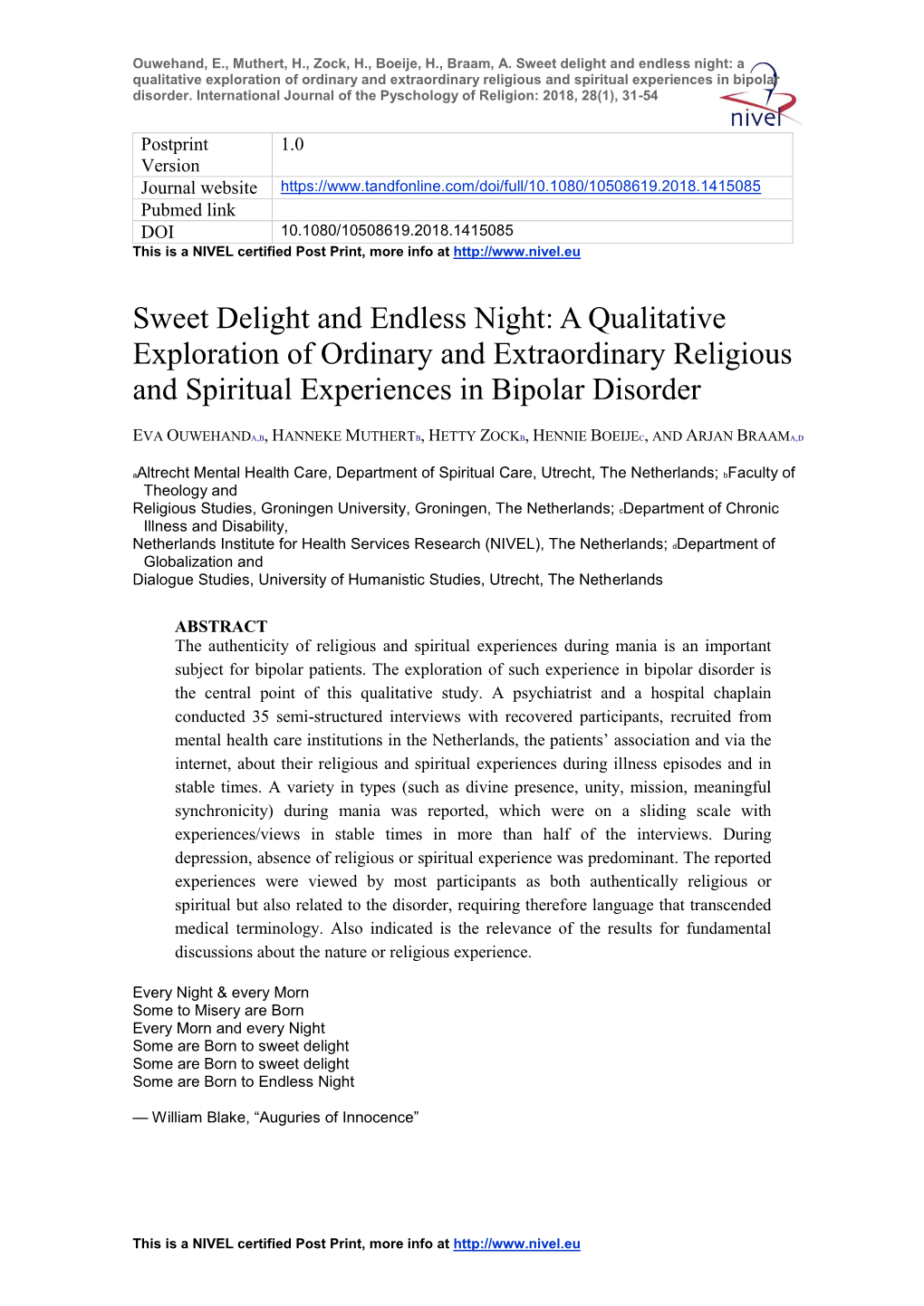 Sweet Delight and Endless Night: a Qualitative Exploration of Ordinary and Extraordinary Religious and Spiritual Experiences in Bipolar Disorder