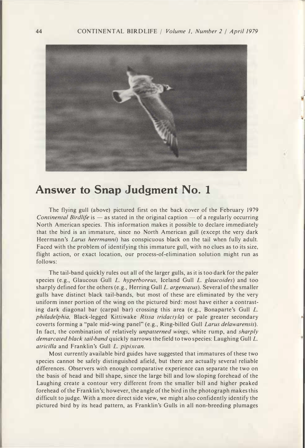 Answer to Snap Judgment No. I