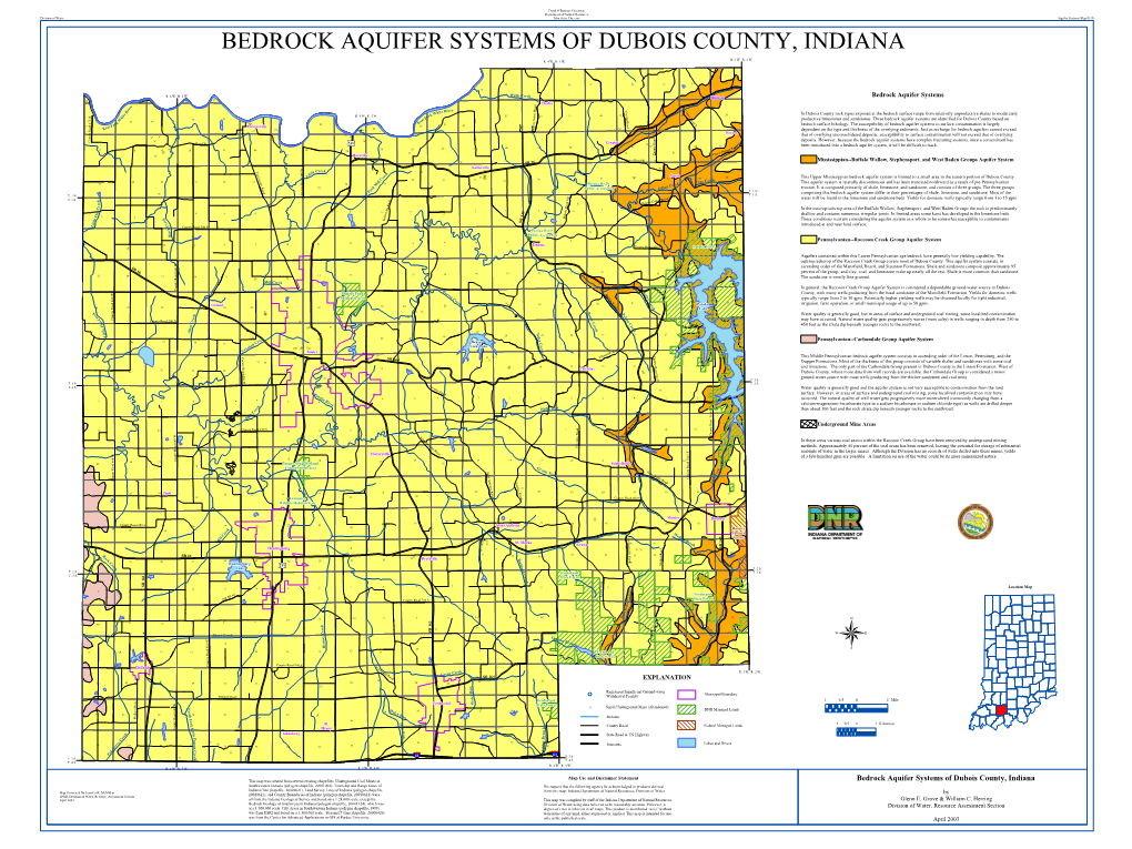 Bedrock Aquifer Systems of Dubois County, Indiana R