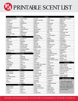 Printable Scent List