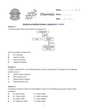 Chem!Stry Class: ………………
