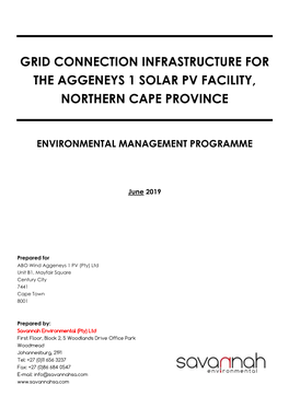 Grid Connection Infrastructure for the Aggeneys 1 Solar Pv Facility, Northern Cape Province