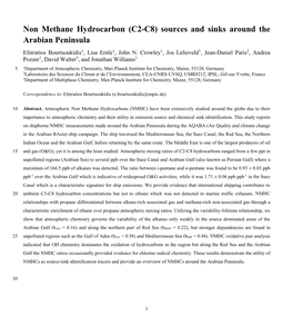 Non Methane Hydrocarbon (C2-C8) Sources and Sinks Around the Arabian Peninsula Efstratios Bourtsoukidis1, Lisa Ernle1, John N