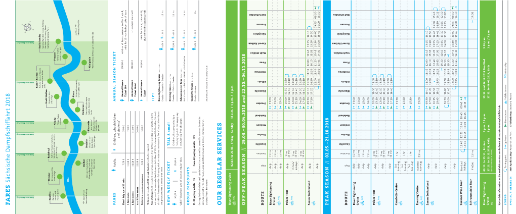 FARES Sächsische Dampfschiffahrt 2018 OUR RE GUL AR SER VICES