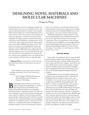 DESIGNING NOVEL MATERIALS and MOLECULAR MACHINES Shuguang Zhang