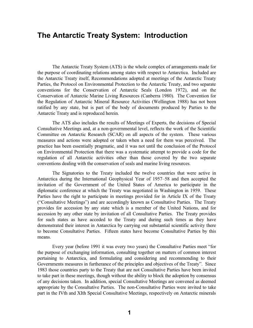Antarctic Treaty System: Introduction