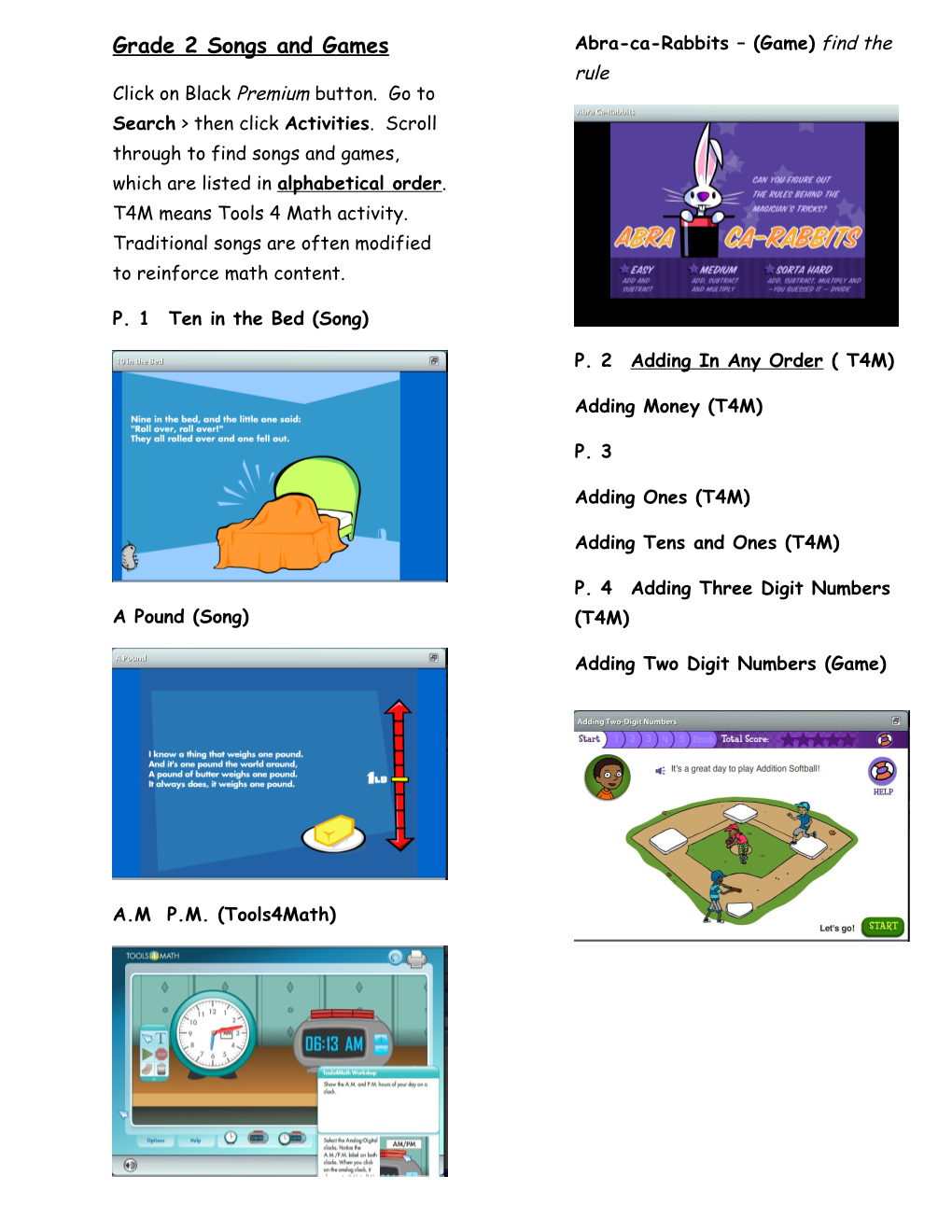 Grade 2 Songs and Games