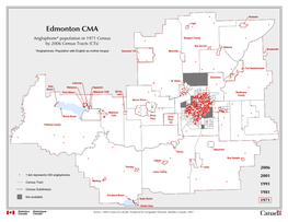 Edmonton CMA Anglophone* Population in 1971 Census Sturgeon County